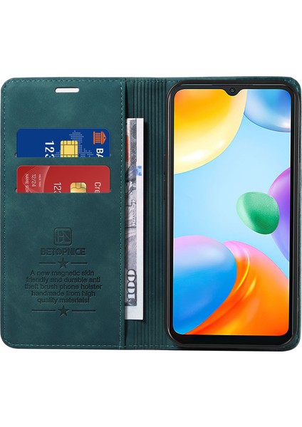 Xiaomi Için Redmi 10C 4g/redmi 10 (Hindistan) 4g/redmi 10 Güç Telefon Kılıfı Rfıd Engelleme Deri Kapak Yeşili (Yurt Dışından) fiyatları