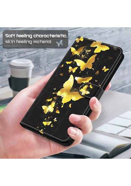 Xiaomi Için Redmi 10A Cüzdan Stand Telefon Kılıfı 3D Desen Baskı Pu Deri Deri Manyetik Flip Şok Geçirmez Kapak Kayış-Kız Kelebekleri (Yurt Dışından)