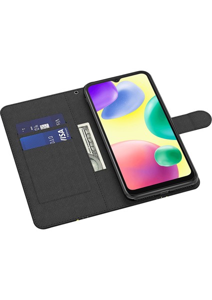 Xiaomi Için Redmi 10A Cüzdan Stand Telefon Kılıfı 3D Desen Baskı Pu Deri Deri Manyetik Flip Şok Geçirmez Kapak Kayış-Kız Kelebekleri (Yurt Dışından)