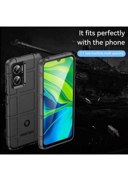 Xiaomi Için Redmi Note 11E 5g/redmi 10 5g/10 Prime+ 5g Sağlam Kare Izgara Kalınlaştırılmış Yumuşak Tpu Geri Koruyucu Telefon Kılıf Black (Yurt Dışından)