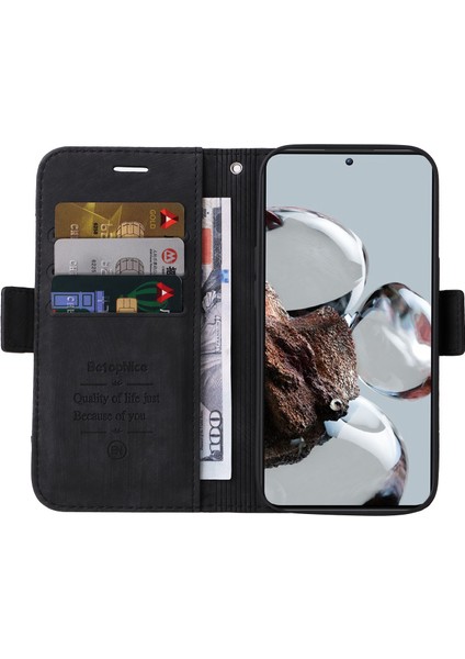 Xiaomi 12T 5G/12T Pro 5g/redmi K50 Ultra 5g Baskılı Dikiş Hattı Stand Pu Deri Manyetik Toka Cüzdan Cüzdan Telefon Kapak Black (Yurt Dışından) fiyatları