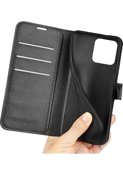 Xiaomi Için Redmi 10C/REDMI 10 (Hindistan) Stand Fonksiyonu Litchi Doku Deri Kılıf Cüzdan Manyetik Cep Telefonu Koruyucu Black (Yurt Dışından) indirimleri