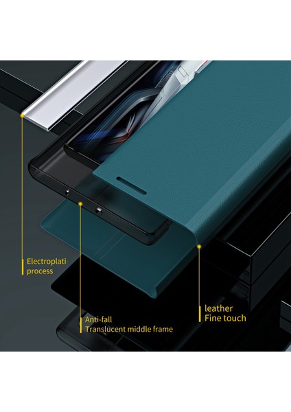 Xiaomi Için Poco F4 Gt 5g/redmi K50 Oyun Stand Standı Işlev Pu Deri Elektro-Kaplatma Kılıfı Cep Telefonu Kapak-Kırmızı (Yurt Dışından)