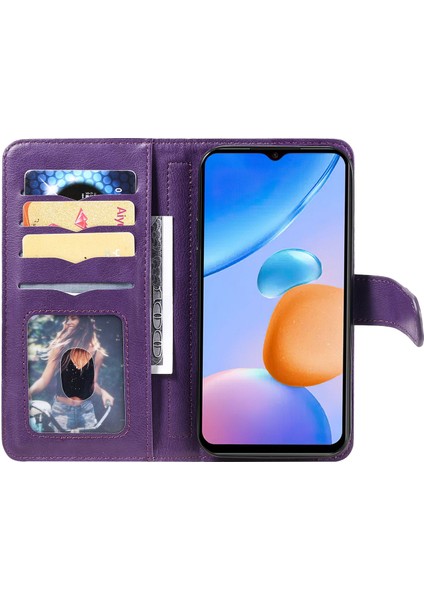 Xiaomi Için Redmi 10 Prime+ 5g/redmi 10 5g/redmi Not 11E 5g Absorpsiyon Pu Deri Deri Cüzdan 10 Kart Yuvası ve Stand-Murple ile Vaka Telefon Kapağı (Yurt Dışından)