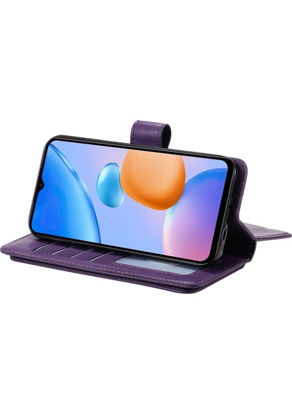 Xiaomi Için Redmi 10 Prime+ 5g/redmi 10 5g/redmi Not 11E 5g Absorpsiyon Pu Deri Deri Cüzdan 10 Kart Yuvası ve Stand-Murple ile Vaka Telefon Kapağı (Yurt Dışından)