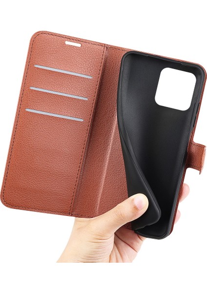 Xiaomi Için Redmi 10C/REDMI 10 (Hindistan) Stand Fonksiyon Litchi Doku Deri Kılıf Cüzdan Manyetik Cep Telefonu Koruyucu-Brown (Yurt Dışından) indirimleri
