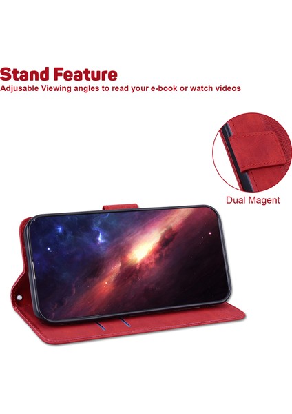 Geometri Xiaomi Redmi 10C Için Baskılı Telefon Kasası, Cüzdan Standı Pu Deri Manyetik Toka Kapağı Kayış Kırmızısı (Yurt Dışından) fırsatları