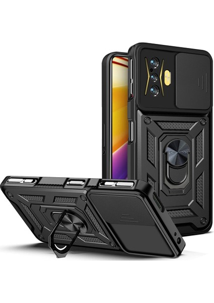 Xiaomi Için Poco F4 Gt/redmi K50 Gaming Pc+Tpu Hibrit Kılıf Kılıfı Kamera Koruma Yüzüğü Kickstand Telefon Kapak Black (Yurt Dışından)