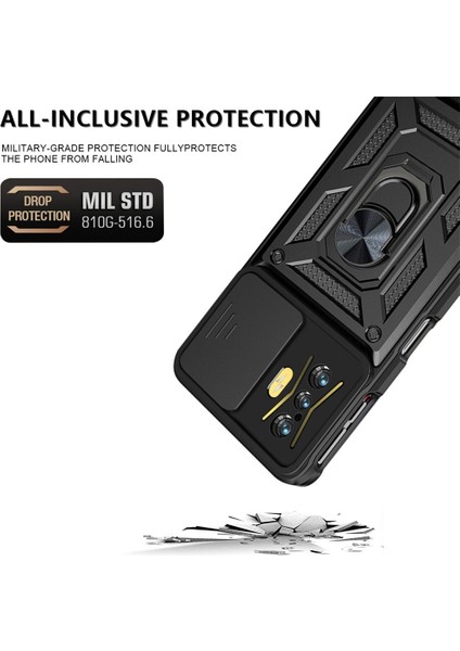 Xiaomi Için Poco F4 Gt/redmi K50 Gaming Pc+Tpu Hibrit Kılıf Kılıfı Kamera Koruma Yüzüğü Kickstand Telefon Kapak Black (Yurt Dışından)