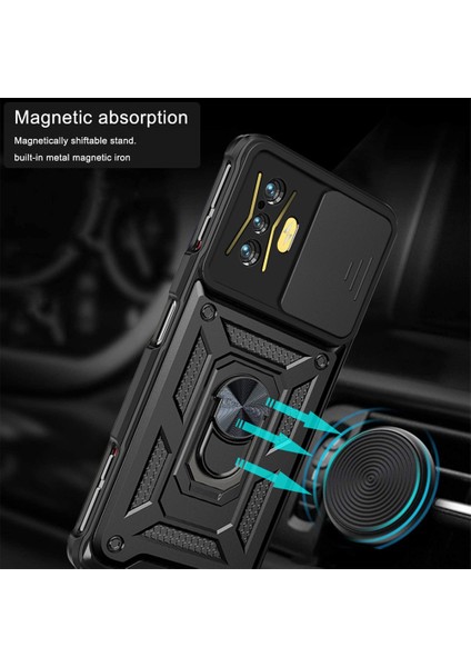 Xiaomi Için Poco F4 Gt/redmi K50 Gaming Pc+Tpu Hibrit Kılıf Kılıfı Kamera Koruma Yüzüğü Kickstand Telefon Kapak Black (Yurt Dışından)