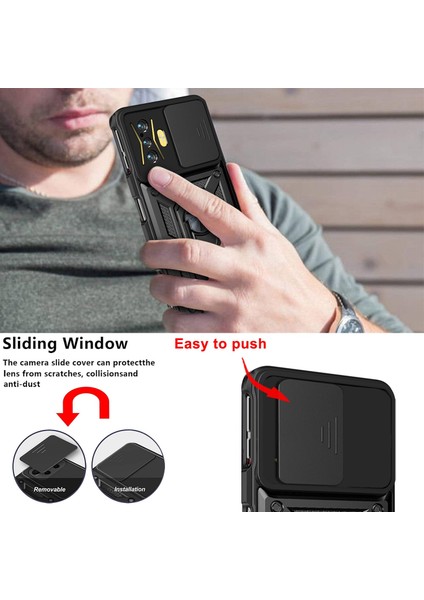 Xiaomi Için Poco F4 Gt/redmi K50 Gaming Pc+Tpu Hibrit Kılıf Kılıfı Kamera Koruma Yüzüğü Kickstand Telefon Kapak Black (Yurt Dışından)