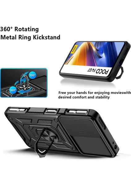 Xiaomi Için Poco F4 Gt/redmi K50 Gaming Pc+Tpu Hibrit Kılıf Kılıfı Kamera Koruma Yüzüğü Kickstand Telefon Kapak Black (Yurt Dışından)