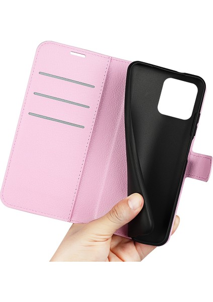 Xiaomi Için Redmi 10C/REDMI 10 (Hindistan) Stand Fonksiyonu Litchi Doku Deri Kılıf Cüzdan Manyetik Cep Telefonu Koruyucu-Pembe (Yurt Dışından) indirimleri