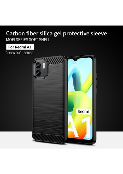 Xiaomi Için Redmi A1 4g/a2 4g Çizeltilmiş Fırçalanmış Yüzey Telefon Kılıfı Karbon Fiber Doku Yumuşak Tpu Arka Kapak Black (Yurt Dışından)