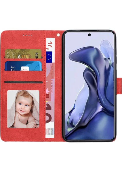 Xiaomi Poco X4 Pro 5g Pu Deri Manyetik Kapatma Çanak Çantası Stand Şok Geçirmez Folio Cüzdan Kapağı Kayış Kırmızısı (Yurt Dışından)
