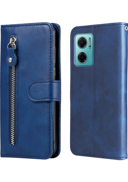 Xiaomi Için Redmi Xiaomi Için Redmi Not 11E 5g/redmi 10 5g/redmi 10 Prime+ 5g Fermuarlı Cebir Pu Deri Deri Telefon Folio Flip Cüzdan+ Stand Telefon Kılıfı Aksesuar-Mavi (Yurt Dışından)