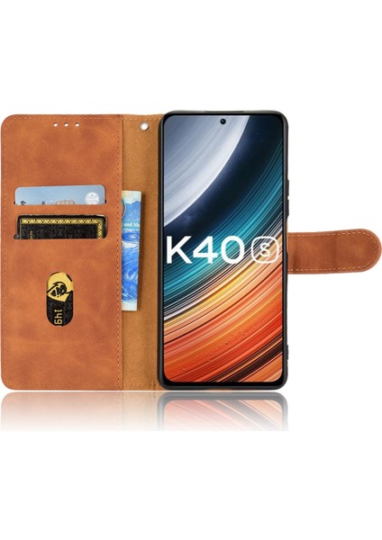 Xiaomi Için Poco F4 5g/redmi K40S 5g Stand Stand Cüzdan Pu Deri Kılıf Deri Touch Hissed Folio Flip Flip Koruyucu Kapak Kayış-Kahverengi (Yurt Dışından) fırsatları