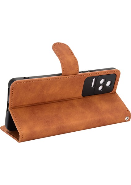 Xiaomi Için Poco F4 5g/redmi K40S 5g Stand Stand Cüzdan Pu Deri Kılıf Deri Touch Hissed Folio Flip Flip Koruyucu Kapak Kayış-Kahverengi (Yurt Dışından) indirimleri