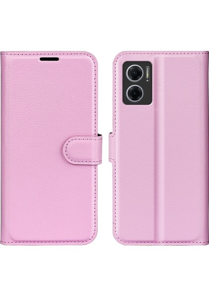 Xiaomi Için Redmi Note 11E 5g/redmi 10 5g/redmi 10 Prime+ 5g Cüzdan Stili Litchi Doku Telefon Kılıfı Pu Deri+ Tpu Çift Katman Koruma Standı Kabuk-Pembe (Yurt Dışından)