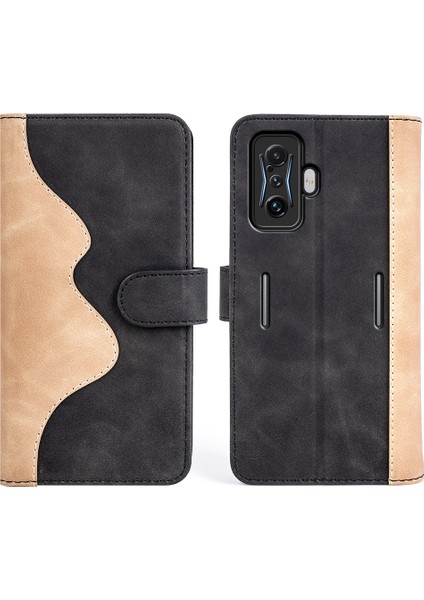 Xiaomi Için Poco F4 Gt/redmı K50 Oyun 5g Damla Geçirmez Renk Ekleme Telefonu Flip Deri Cüzdan Kılıfı Stand Anti-Çizik Cep Telefonu Koruyucu Kapak-Siyah (Yurt Dışından)
