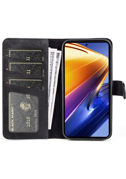 Xiaomi Için Poco F4 Gt/redmı K50 Oyun 5g Damla Geçirmez Renk Ekleme Telefonu Flip Deri Cüzdan Kılıfı Stand Anti-Çizik Cep Telefonu Koruyucu Kapak-Siyah (Yurt Dışından)