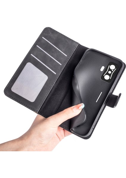 Xiaomi Için Poco F4 Gt/redmı K50 Oyun 5g Damla Geçirmez Renk Ekleme Telefonu Flip Deri Cüzdan Kılıfı Stand Anti-Çizik Cep Telefonu Koruyucu Kapak-Siyah (Yurt Dışından)