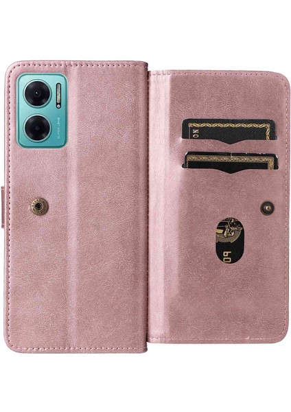 Xiaomi Için Redmi 10 Prime+ 5g/redmi 10 5g/redmi Not 11E 5g Absorpsiyon Pu Deri Cüzdan 10 Kart Yuvası ve Stand-Lose Altın ile (Yurt Dışından)