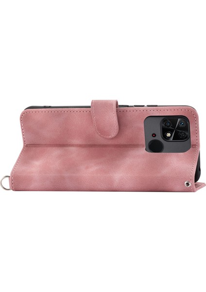 Xiaomi Redmi 10C 4g Anti-Fall Anti-Fone Case Için Baskılı Çiçekler Pu Deri Deri Touch Stand Flip Cüzdan Kapağı Bilek Kayışı ve Omuz Kayış Pembe (Yurt Dışından) fırsatları
