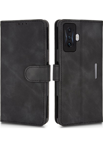 Xiaomi Için Poco F4 Gt/redmı K50 Pu Pu Deri Manyetik Kapatma Flip Telefon Kılıfı Stand Stand Cilt Touch Duygu Cüzdan Kapağı Strap-Black (Yurt Dışından)