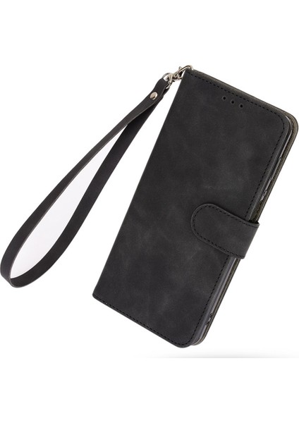 Xiaomi Için Poco F4 Gt/redmı K50 Pu Pu Deri Manyetik Kapatma Flip Telefon Kılıfı Stand Stand Cilt Touch Duygu Cüzdan Kapağı Strap-Black (Yurt Dışından)