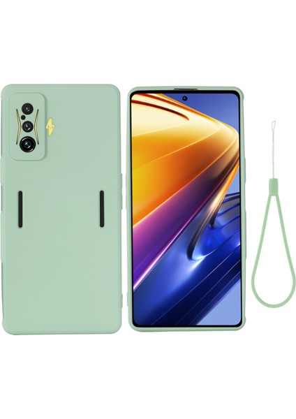 Xiaomi Için Poco F4 Gt/redmı K50 Oyun Sıvı Silikon Telefon Kılıfı Anti-Çizelge Yumuşak Mikrofiber Astar Kamera Koruması Arka Kapak Yeşili (Yurt Dışından)