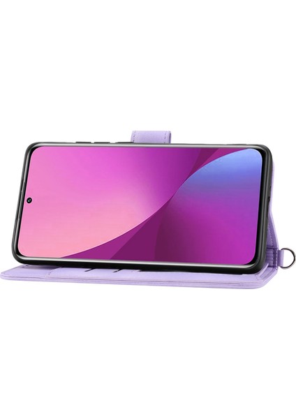Xiaomi Için 12 Lite 5g Baskılı Çiçekler Cilt Touch Stand Cüzdan Telefon Kılıfı Pu Deri Stand Stand Çok Kart Yuvası Bilek Kayışı ve Omuz Kayış Işığı ile Kapak (Yurt Dışından) modelleri
