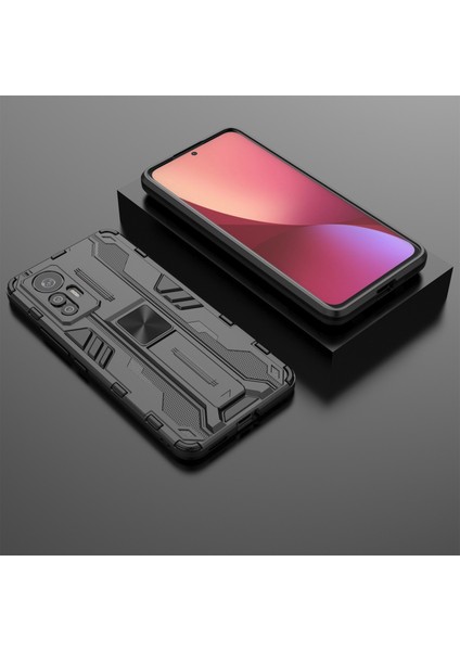 Xiaomi Için 12 Lite 5g 5g Anti-Fall Heavy Hasta Hard Pc Yumuşak Tpu Sağlam Hibrit Kılıf Kickstand Fonksiyon Anti-Çizelge Arka Kapak Black (Yurt Dışından) indirimleri