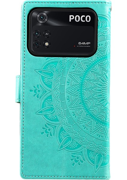 Basılı Mandala Çiçek Cüzdan Tasarımı Deri Kılıf Xiaomi Poco M4 Pro 4g, Anti Drop Tam Koruma Telefon Stand Vaka-Yeşil (Yurt Dışından) indirimleri