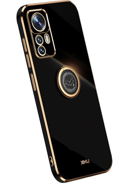 Xiaomi Için Xinli 12T Pro 5g Elektrapılaşma Cep Telefonu Kapak Halkası Tutucu Kickstand Tpu Telefon Vaka-Black (Yurt Dışından)