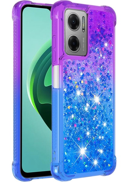 Xiaomi Poco M4 5g/redmi Için Not 11E 5g/redmi 10 5g/redmi 10 Prime+ 5g, Yb Quicksand Esnek Tpu Glitter Sparkle Telefon Kılıfı Gradyan Renk Yüzen Sıvı Hızlı ve Kapak-Mor/gök Mavisi (Yurt Dışından)