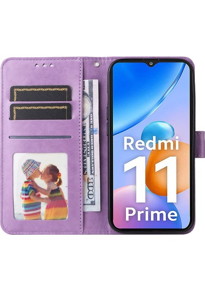 Xiaomi Redmi Için 11 Prime 4g Ayçiçeği Baskılı Pu Deri Kılıf Stand Stand Cüzdan Flip Manyetik Koruyucu Kapak El Strap-Mor ile (Yurt Dışından) fiyatları