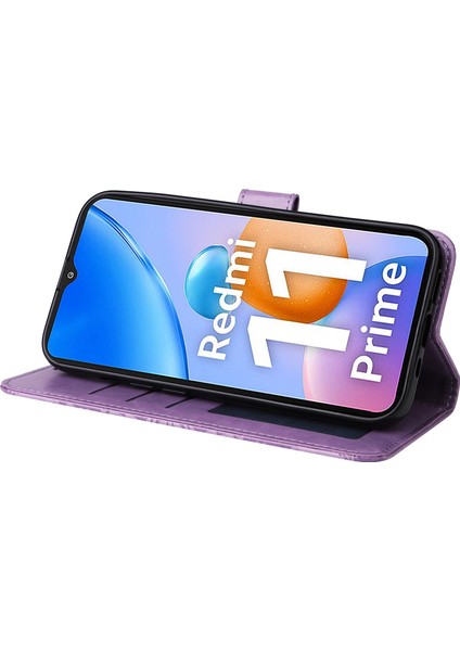 Xiaomi Redmi Için 11 Prime 4g Ayçiçeği Baskılı Pu Deri Kılıf Stand Stand Cüzdan Flip Manyetik Koruyucu Kapak El Strap-Mor ile (Yurt Dışından) modelleri