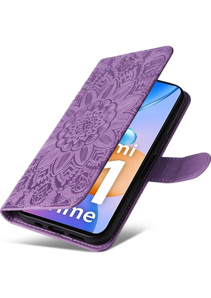 Xiaomi Redmi Için 11 Prime 4g Ayçiçeği Baskılı Pu Deri Kılıf Stand Stand Cüzdan Flip Manyetik Koruyucu Kapak El Strap-Mor ile (Yurt Dışından) indirimleri