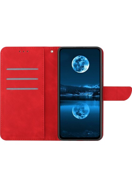 HT05 Cüzdan Stand Telefon Kılıfı Xiaomi Redmi 10A Baskılı Çizgi Cilt Touch Pu Deri Kapak-Kırmızı (Yurt Dışından)