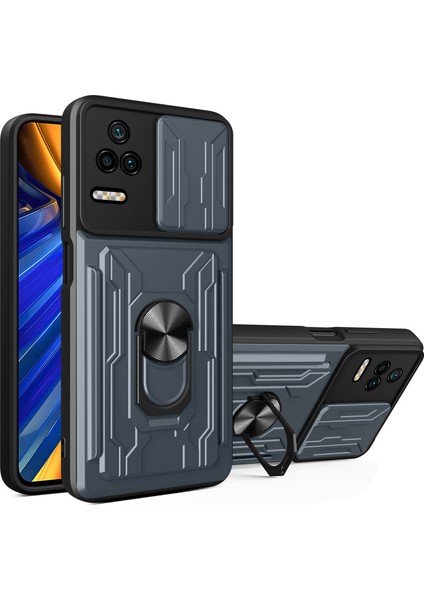 Xiaomi Redmi K40S Için 5g/poco F4 5g Kart Tutucu Halk Kickstand Telefon Kasa Kılıfı Kapağı Pc+Tpu Hibrit Kabuk Titanyum Gri (Yurt Dışından)