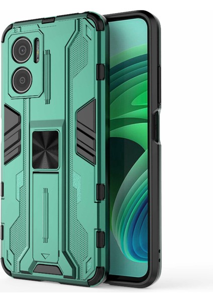 Xiaomi Için Redmi Note 11E 5g/redmi 10 5g/10 Prime+ 5g Telefon Kılıfı Kickstand Hard Pc Yumuşak Tpu Şok Emilim Kapak Yeşili (Yurt Dışından)