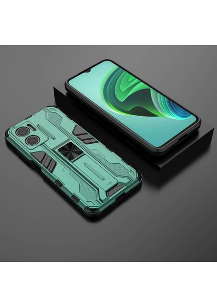 Xiaomi Için Redmi Note 11E 5g/redmi 10 5g/10 Prime+ 5g Telefon Kılıfı Kickstand Hard Pc Yumuşak Tpu Şok Emilim Kapak Yeşili (Yurt Dışından)
