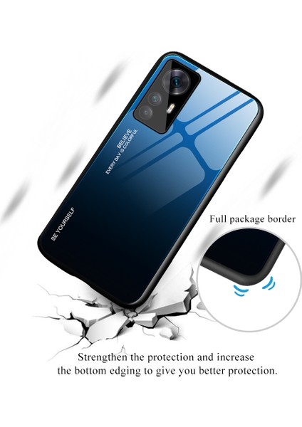 Xiaomi 12T Pro 5g Gradyan Tasarım Temsilli Cam Telefon Kılıfı Sert Pc Geri Gradyan Yumuşak Tpu Tampon Anti-Çizelge Karşıdolu / Pembe (Yurt Dışından)