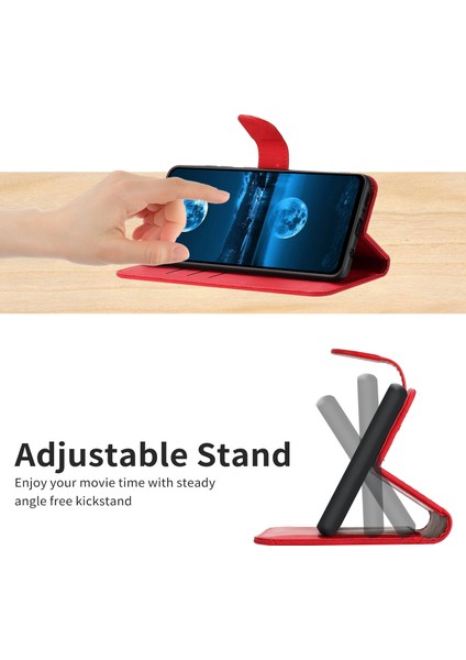 HT05 Cüzdan Stand Telefon Kılıfı Xiaomi Redmi 10A Baskılı Çizgi Cilt Touch Pu Deri Kapak-Kırmızı (Yurt Dışından)