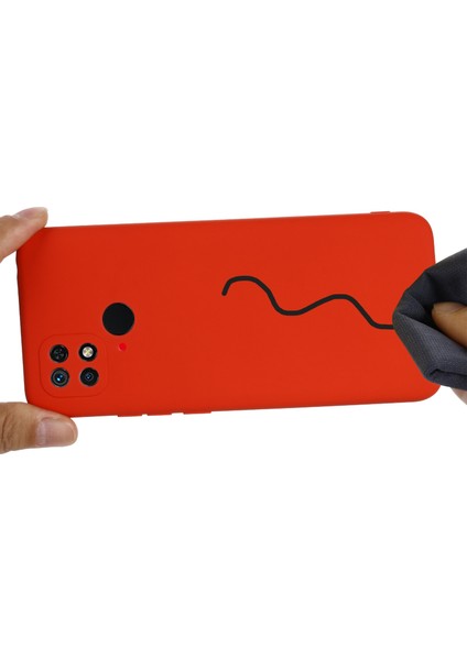 Xiaomi Redmi Için 10C Hassas Kesimler Sıvı Silikon Kılıf Yumuşak Mikrofiber Astar Damla Koruma Ince Ince Kapak Kayış Kırmızısı (Yurt Dışından) modelleri