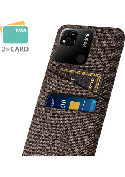 Çift Kart Yuvaları Bez+Pc Kılıfı Xiaomi Redmi 10A 4g, Kumaş Doku Anti-Fall Koruyucu Telefon Kapak Kahverengi (Yurt Dışından) fiyatları