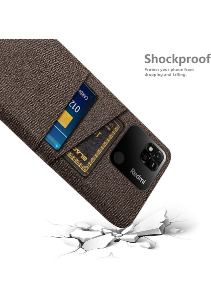 Çift Kart Yuvaları Bez+Pc Kılıfı Xiaomi Redmi 10A 4g, Kumaş Doku Anti-Fall Koruyucu Telefon Kapak Kahverengi (Yurt Dışından) fırsatları