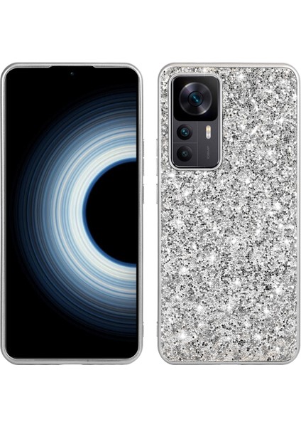 Xiaomi 12T 5G/12T Pro 5g/redmi K50 Ultra 5g Parlak Glitter Sequins Telefon Vaka Koruma Geçirmez Elektraplama Tpu Çerçeve Sert Pc Arka Kapak Silver (Yurt Dışından)