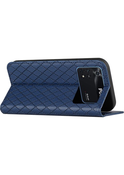 Xiaomi Için Poco M4 Pro 4g Anti-Fall Litchi Doku Telefon Cüzdan Stand Rhombus Desenine Dayanıklı Cep Telefonu Vaka-Mavisi (Yurt Dışından) indirimleri